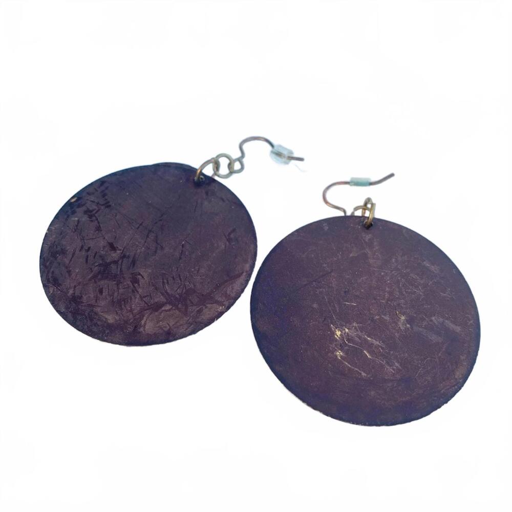 đŤSOLD OUTđŤVintage Layered Copper Brass Circle Dangle Etched Earrings - Picture 4 of 6